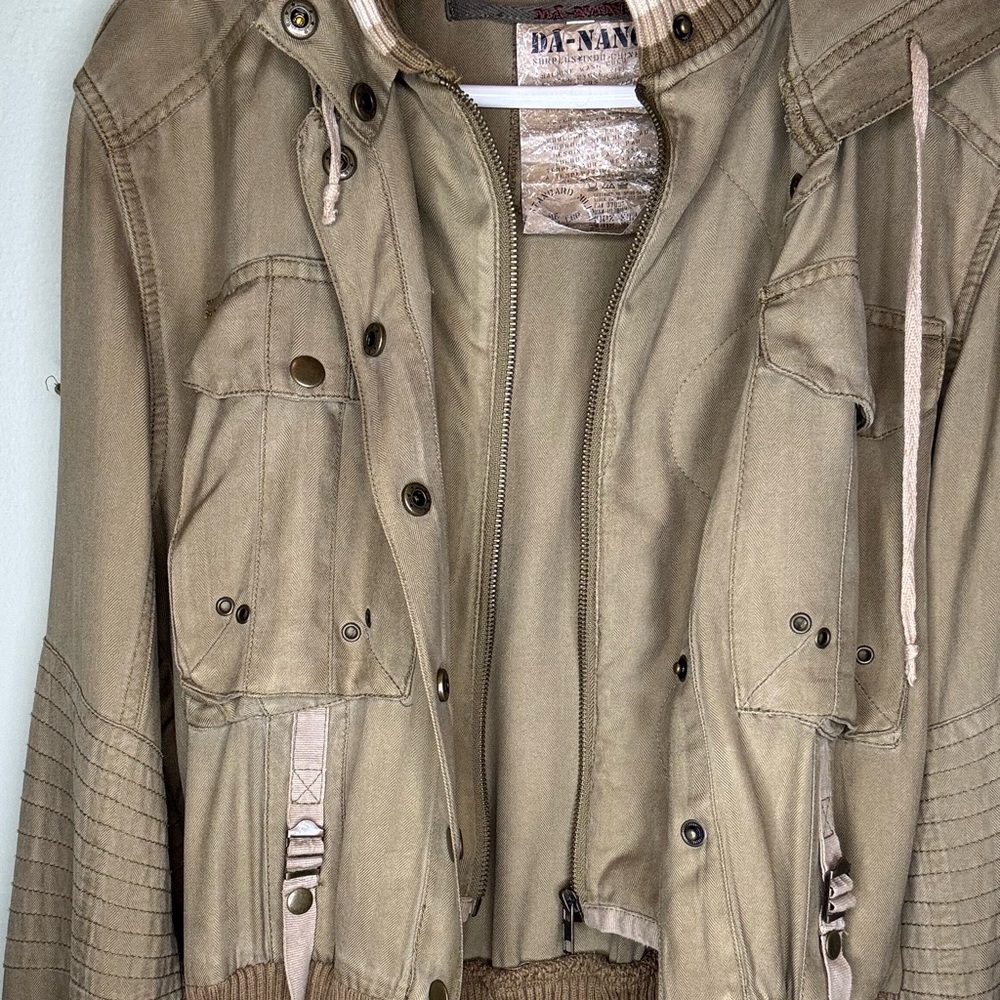 DÂ-NANG silk army green hooded jacket - Picture 7 of 11